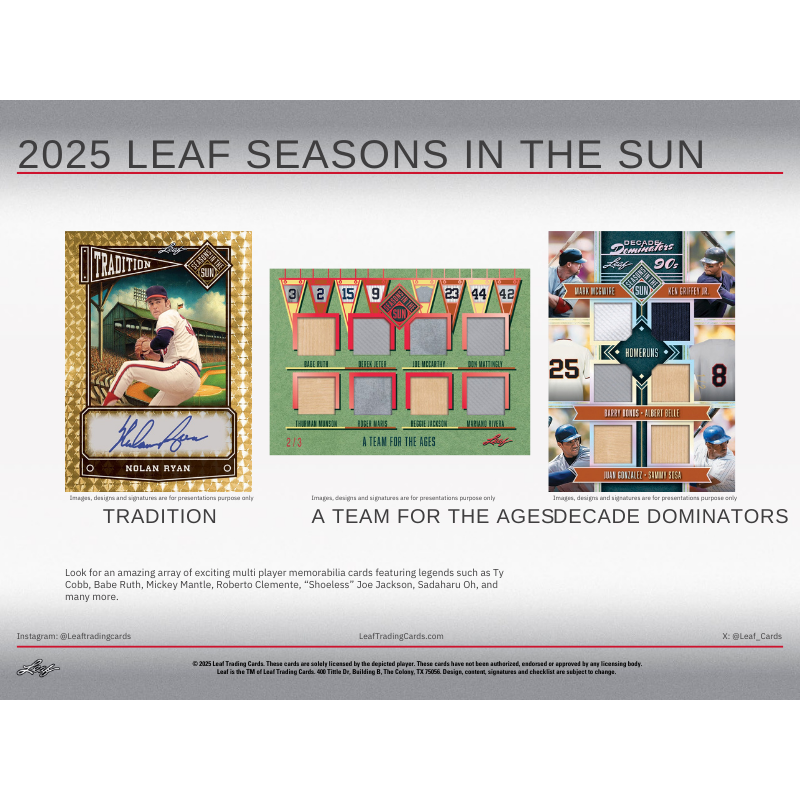 2025 Leaf Seasons in the Sun Baseball Hobby Box